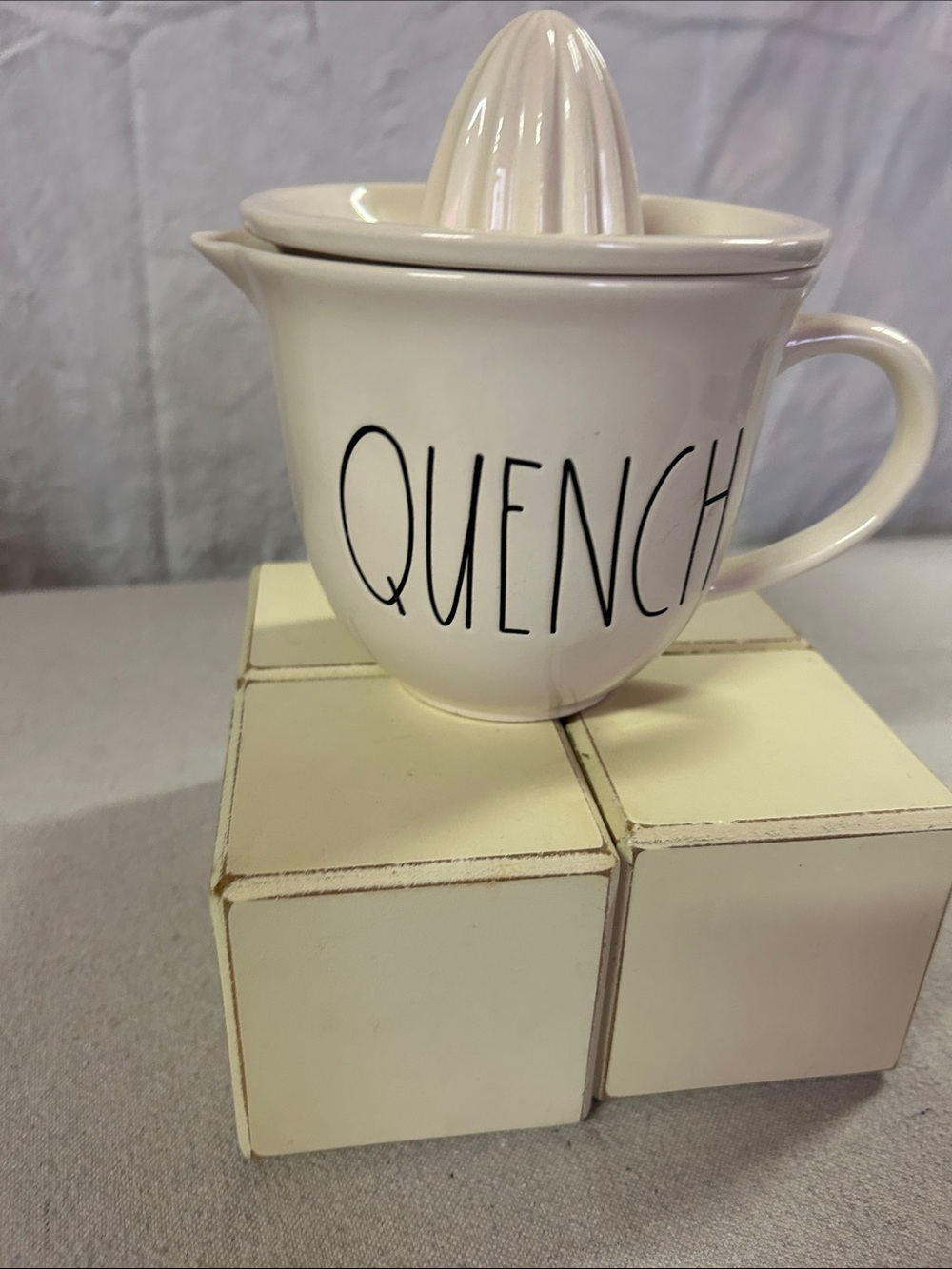 Rae Dunn White Ceramic QUENCH Juicer Pitcher